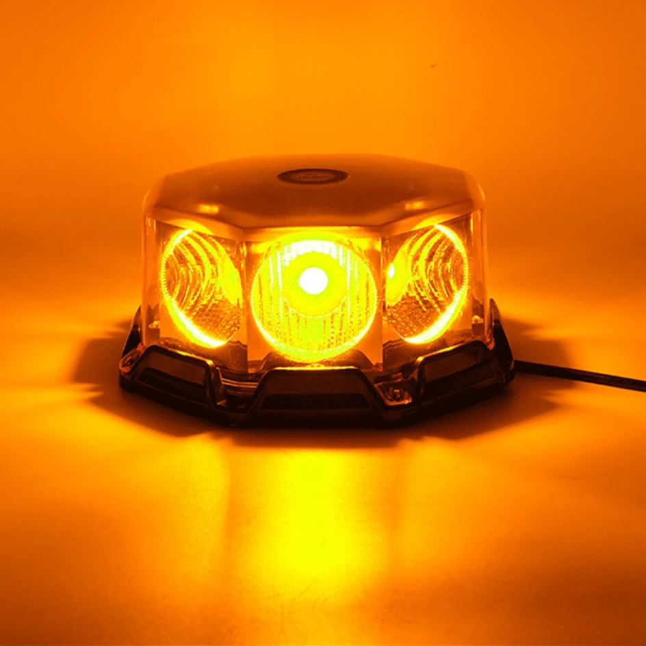 Amber COB Car roof Flashing Warning Light Vehicle Strobe Signal Lamp Police Emergency Lights Beacon with Magnetic Mounted 12/24V