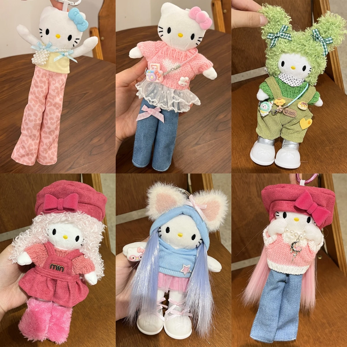 

15cm Sanrio Hello Kitty Long Legs Dress Up Plush Pendant Doll Keychain Stuffed Toy Kawaii Bag Accessories Kids Xmas Gifts