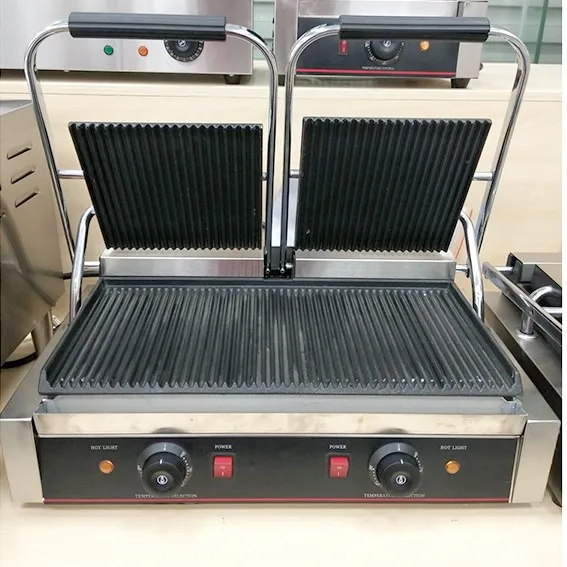 Factory Price Electric Panini Sandwich Double Head Steak Commercial Contact Grill For Sale