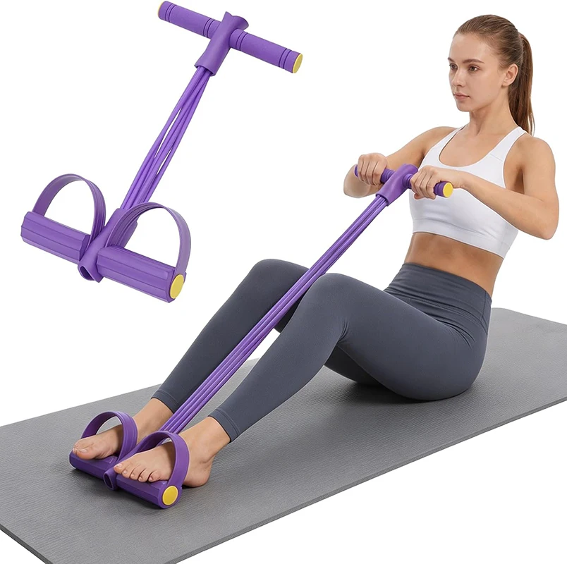 Heavy-Duty Foot Pedal Resistance Band, Sturdy PVC & TPE Fitness Puller with Anti-Slip Footrest, Ideal for Leg Workouts, Sit-Ups