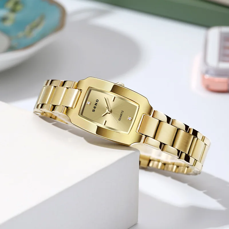 Роскошные женские кварцевые наручные часы, женские часы для женских часов, ремешок из сплава, модные квадратные бриллианты, золотые часы-браслет