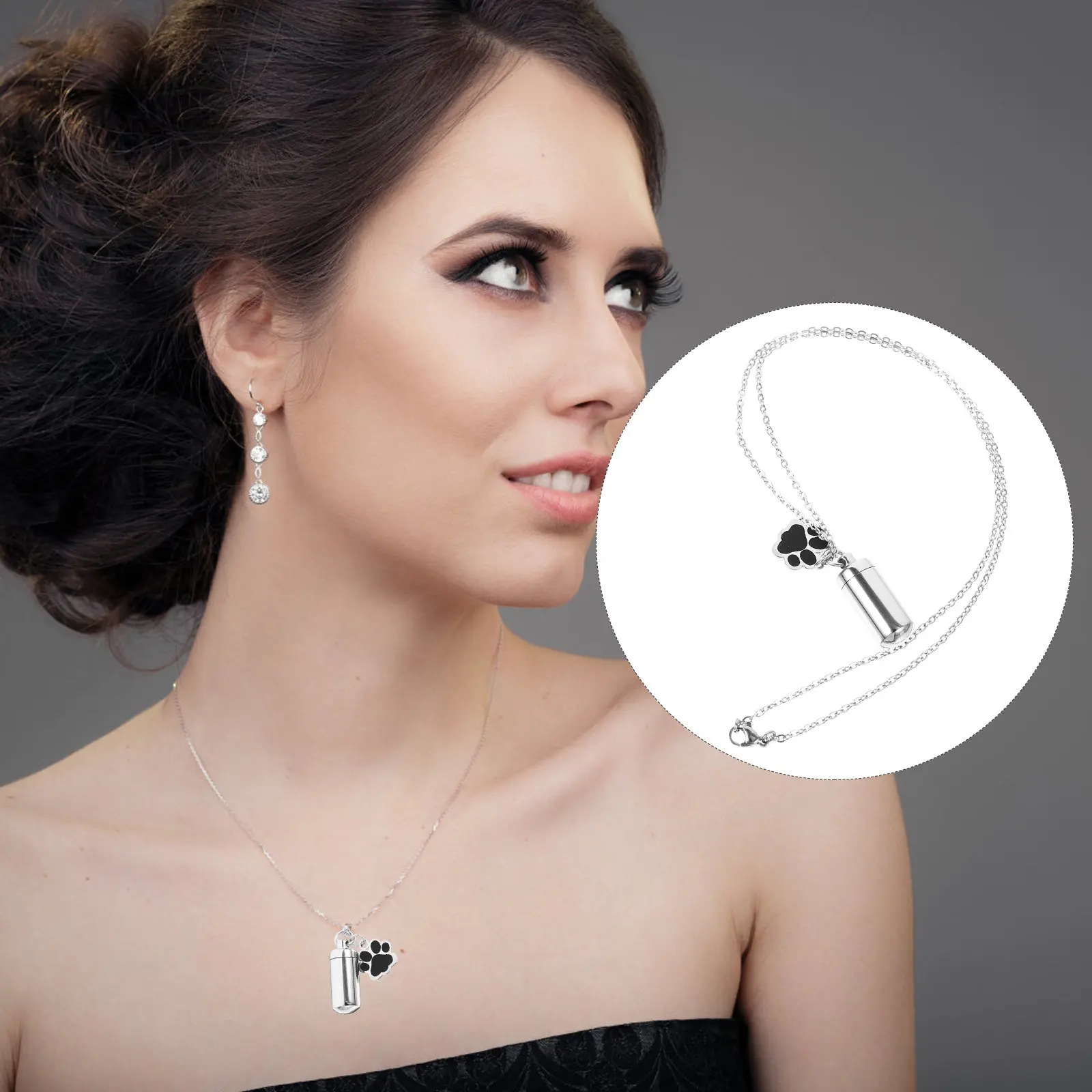 

Dog Urn Necklace Pet Paw Urn Pendant Memorial Jewelry Keepsake for Bereaved Pet Lovers Cremation Ashes Holder Gift