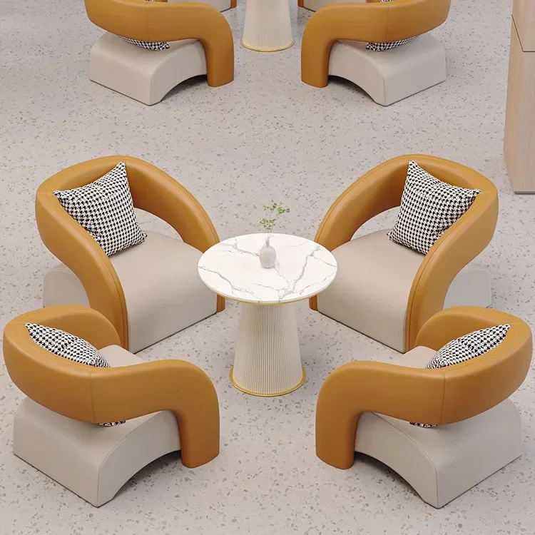 Reception Sofa Card Seat Hotel Lobby Exhibition Hall Sofa Table and Chair Set VIP Club Single Sofa