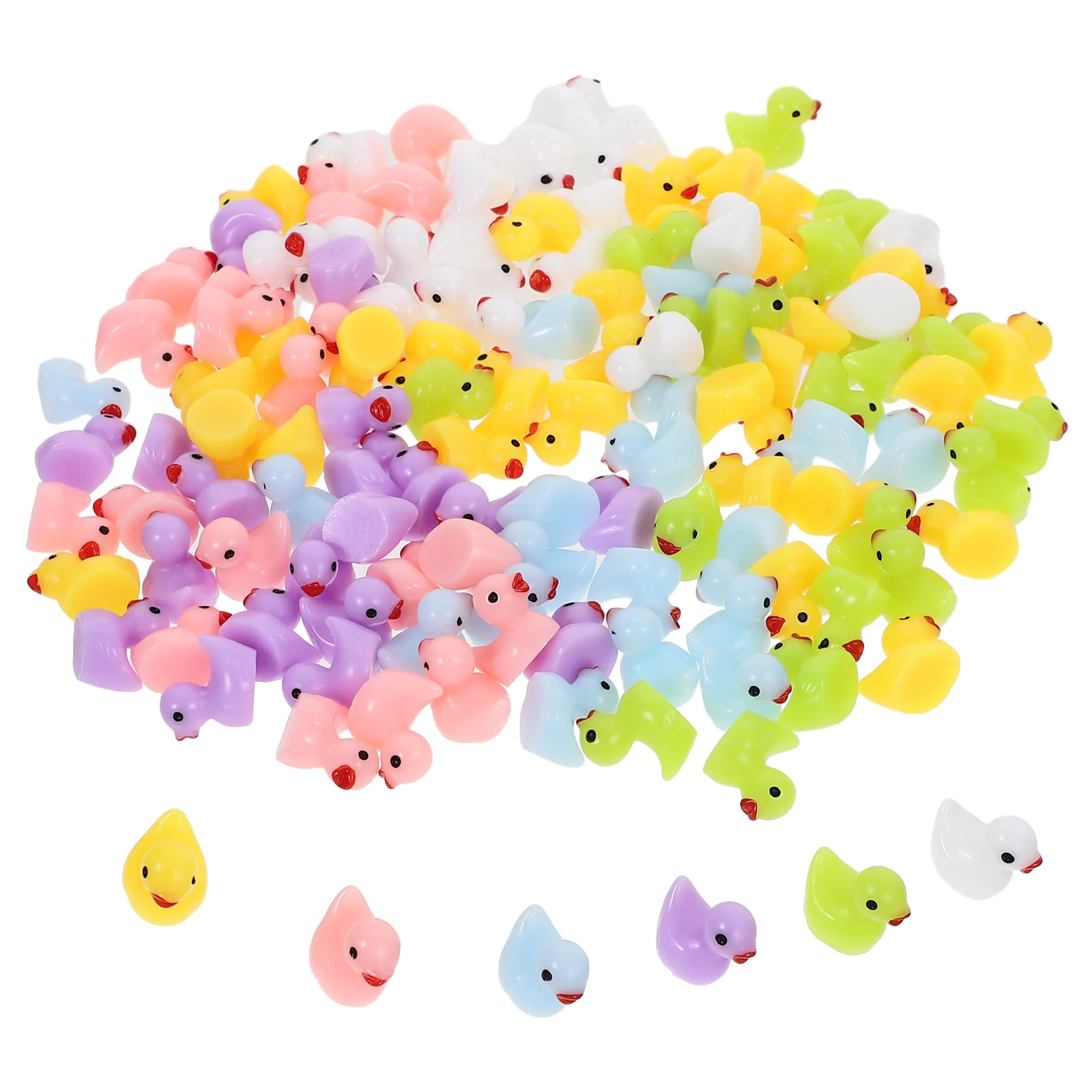 

200Pcs Mini Resin Ducks Colorful Decorations Cute Small Ducks for Lawn Aquarium Layout Mini Tiny Resin Animals