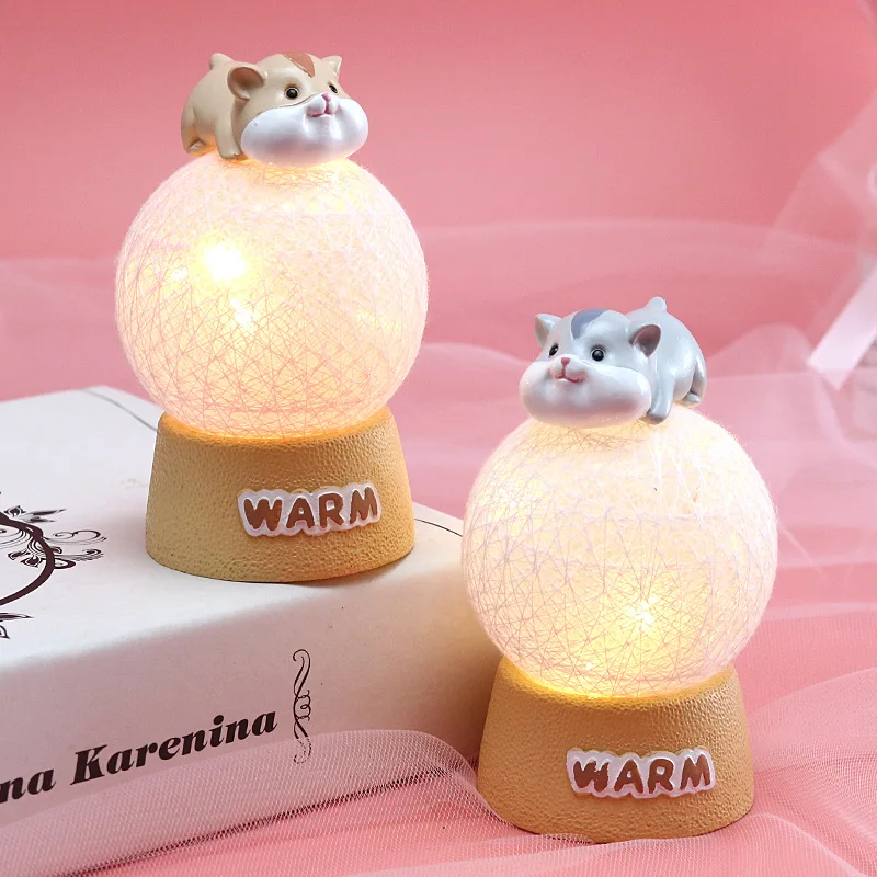 Cute Lamp Boys and Girls' Room Decor Night Light Cartoon Animal Rattan Ball Modern LED Birthday Gift Resin Atmosphere Light