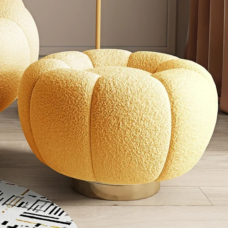 Modern Low Velvet Pumpkin Sofa Stool Simple Lamb Wool round Living Room Furniture Seat Creative Home