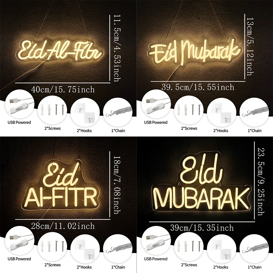 Letter Luminous Icon Usb Powered, Ramadan Led Neon Sign, Used For Ramadan Activities Decor，Large Ramadan Mubarak Wall Lamp,