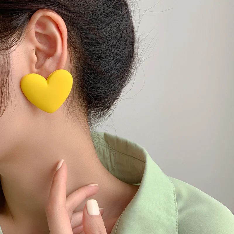 Heart Red White Black Yellow Earrings Love Statement Wedding Geometric Heart Bohemian Vintage Acrylic Trend Party Jewelry image 2