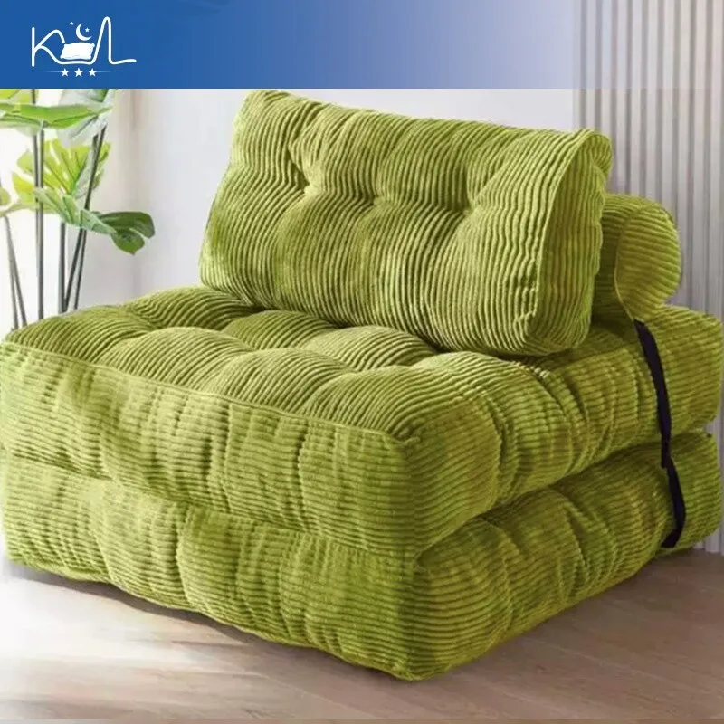 Folding Square Lazy Sofa, Compressible Boneless Couch, Space Saving Sofa for Small Apartment Living Room & Rental House