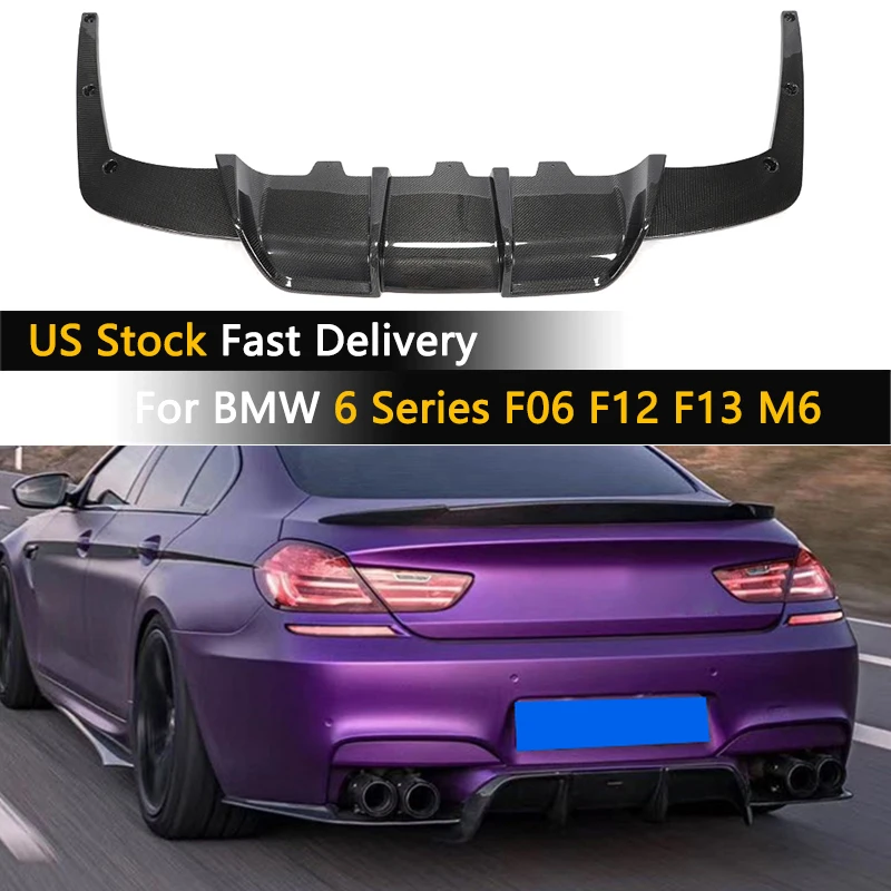 For BMW 6 Series F06 F12 F13 M6 2013-2018 Car Rear Bumper Diffuser Lip Spoiler 640i 650i Rear Lip Apron Body Kit Carbon Fiber