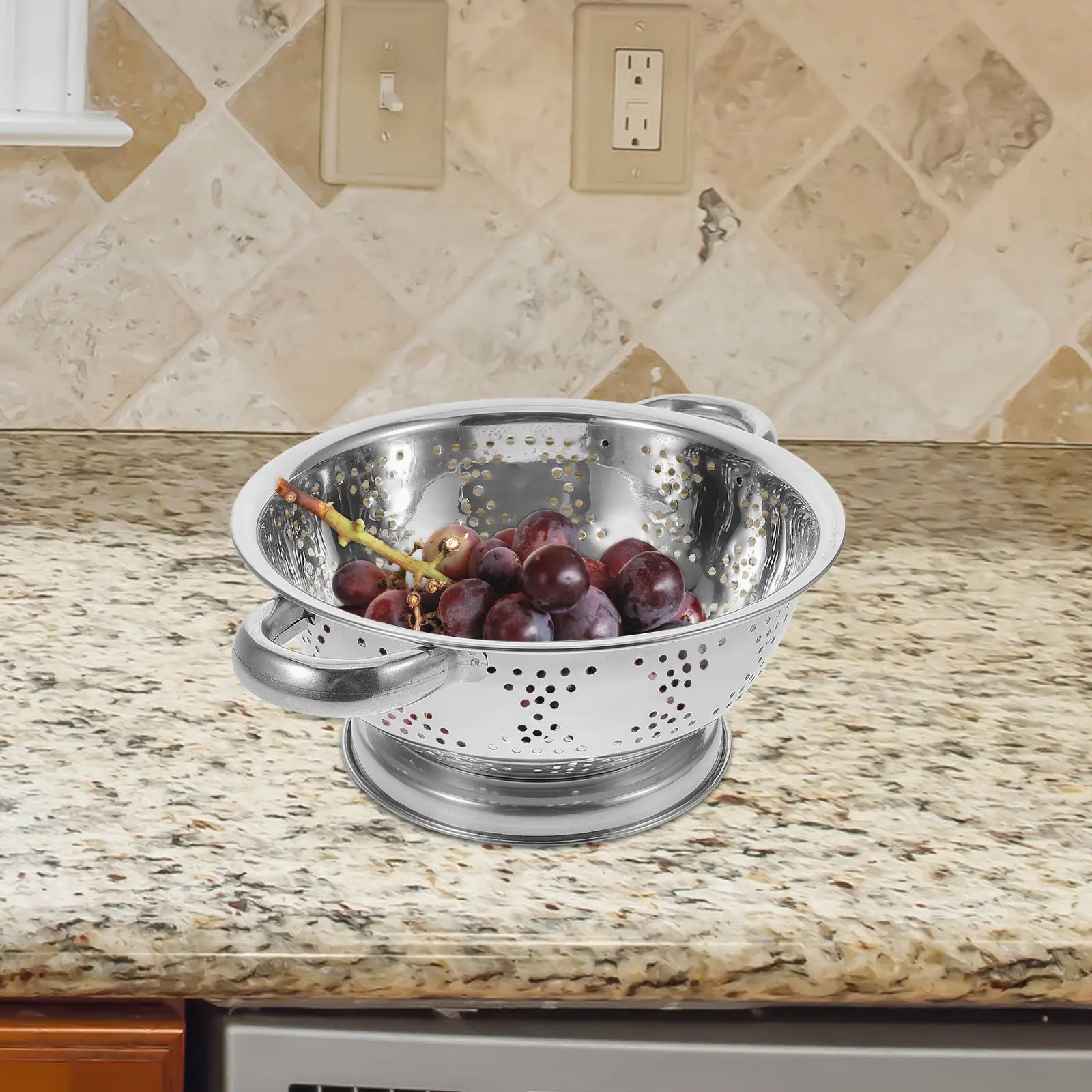 

Stainless Steel Draining Basket for Rice Washing Vegetables Fruits Fine Holes Kitchen Colander Strainer Heavy Duty Dishwasher