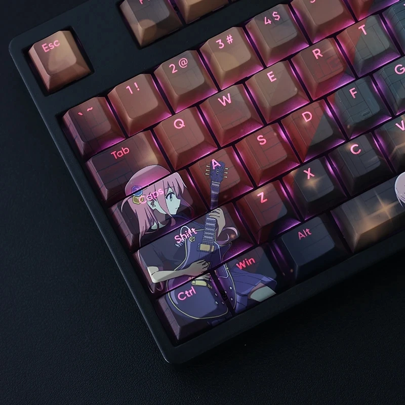 

108 Keys PBT Dye Subbed Keycaps Cartoon Anime Gaming Key Caps BOCCHI THE ROCK Hitori Gotoh Backlit Keycap For ANSI Layout