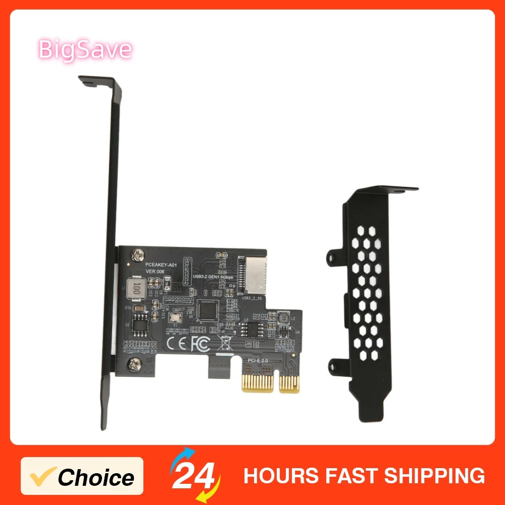 

Portable PCIE to USB 3.2 Expansion Card Black 5Gbps High Speed PCIE X1 to USB3.2 Gen1 TYPE E 20PIN Expansion Card For Desktop