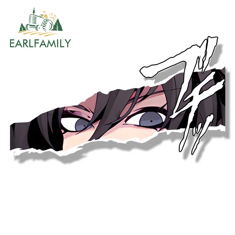 EARLFAMILY Mikasa Ackerman Fanart Car Sticker Hot Anime Waifu Decal JDM Chibi Big Head Peek Girl Graffiti Gothic Tattoo Stickers view 4