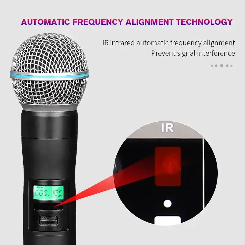 

New EIF UD4D Hot Selling Dual Channel Studio Specialties Wireless Monitor Black Professional Microphone