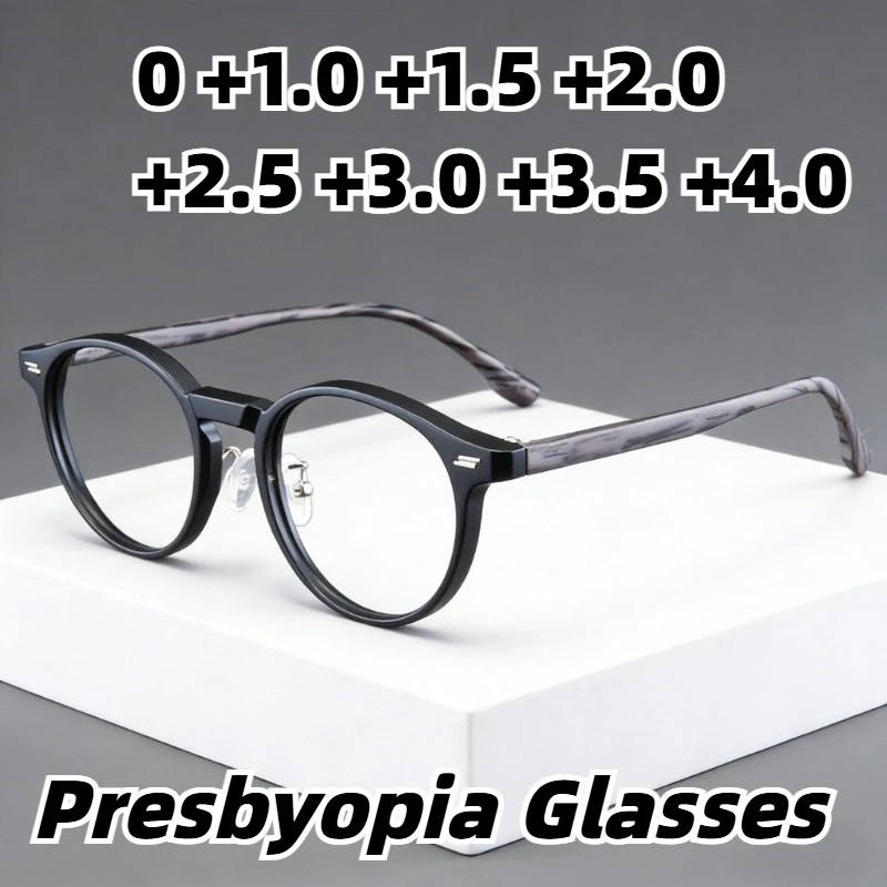 

New Vintage Round-Frame Reading Glasses Unisex Ultra-Lightweight High-Definition Presbyopia Eyeglasses Diopter 0 To +4.0