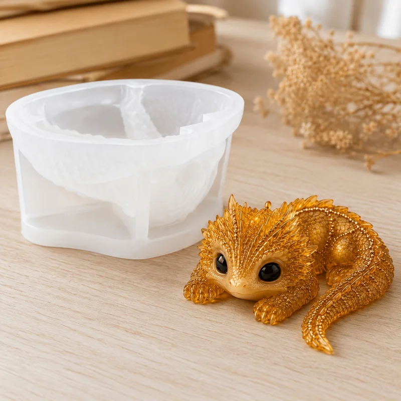 3D Dragon Silicone Mold Cute Sleeping Dragon Candle Casting Mould Fantasy Mythical Creature Resin Mold for Crafting