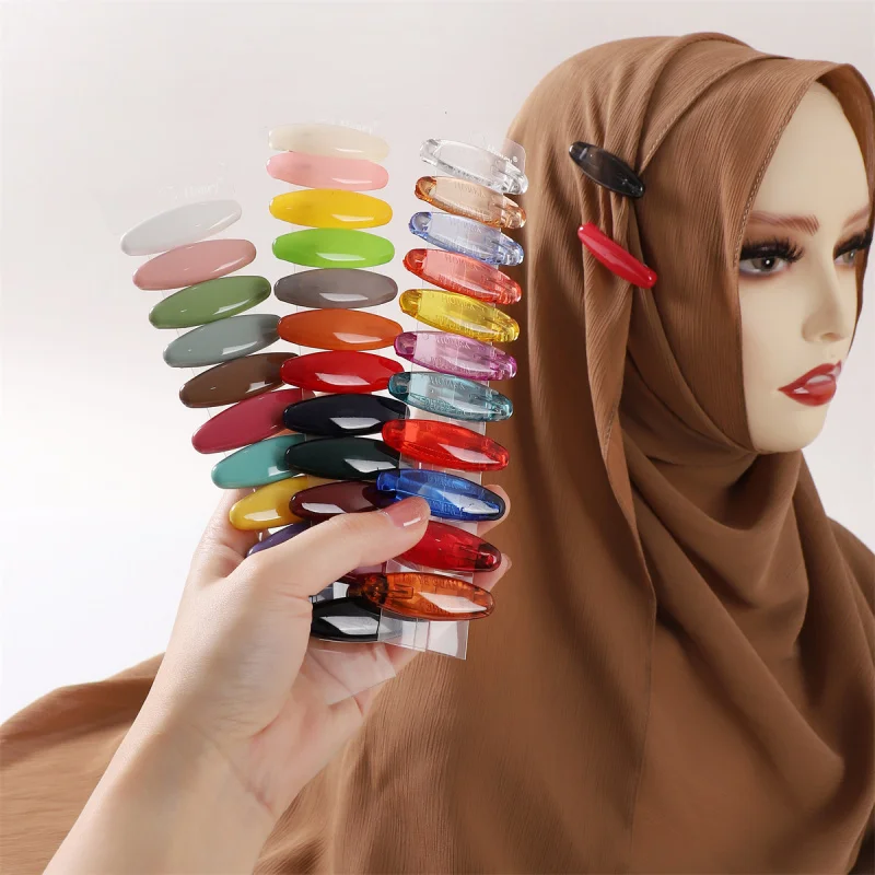 High Quality Candy Color Flat Plastic Safety Pin Veil Needle Scarf Clip Neck Clip Scarf Scarf Needle