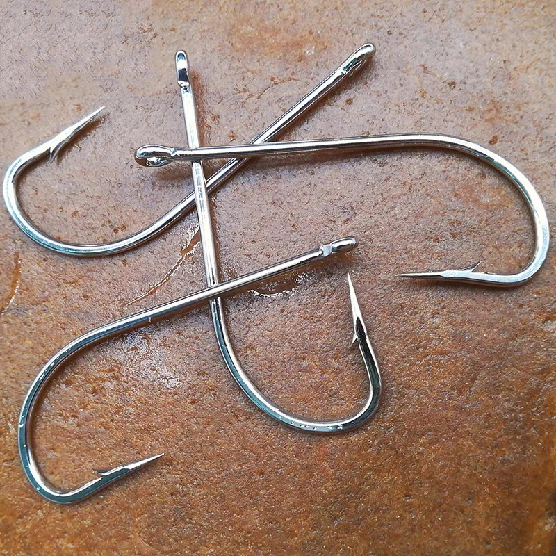 1000pcs Wholesale Bulk Pcs/lot Fishhooks Long Handle Eyed Hole Barbed Hook Hippocampus Pomfret Perch Fishing Tackles Pesca Peche