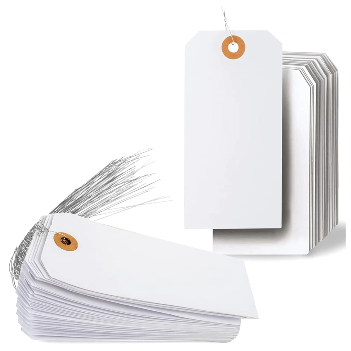 125 Pcs Hang Tags with Reinforced Eyelet and Wire, Pre-Attached Wire Cardboard for Labeling Price 4 3/4 X 2 3/8 Inch