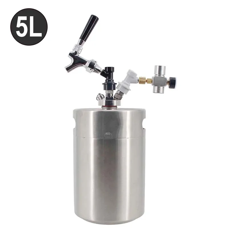 

5L Mini Beer Keg Growler for Craft Beer Ball Lock Dispenser System CO2 US Draft Beer Faucet with Premium Pour Regulator