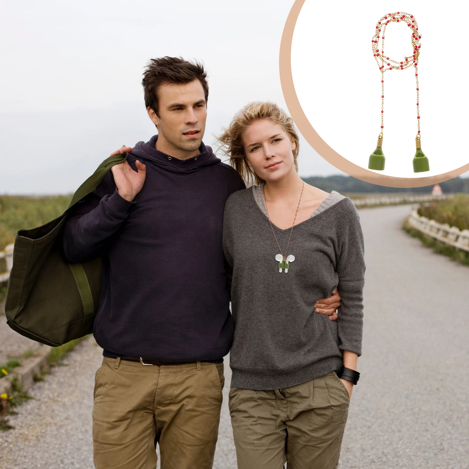 

Earphone Chain Necklace Anti lost Wireless Earbuds Lanyard Portable Holder Strap Heart shaped Ear Clip Jogging Running