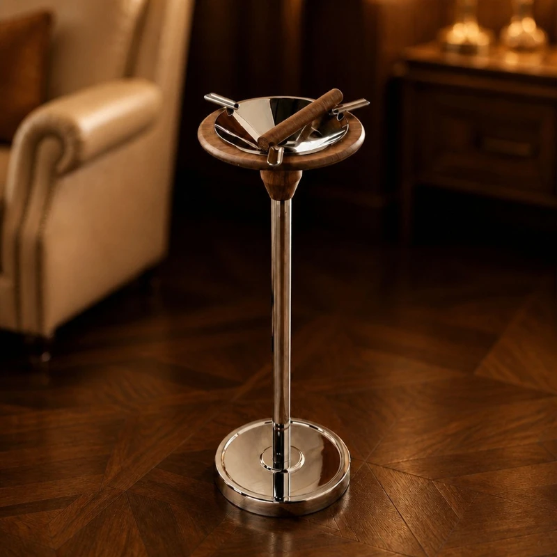 European Light Luxury Ashtray, Floor Standing Cigar Tray for Office & Living Room, Anti-Spill Creative Home Decor Accent