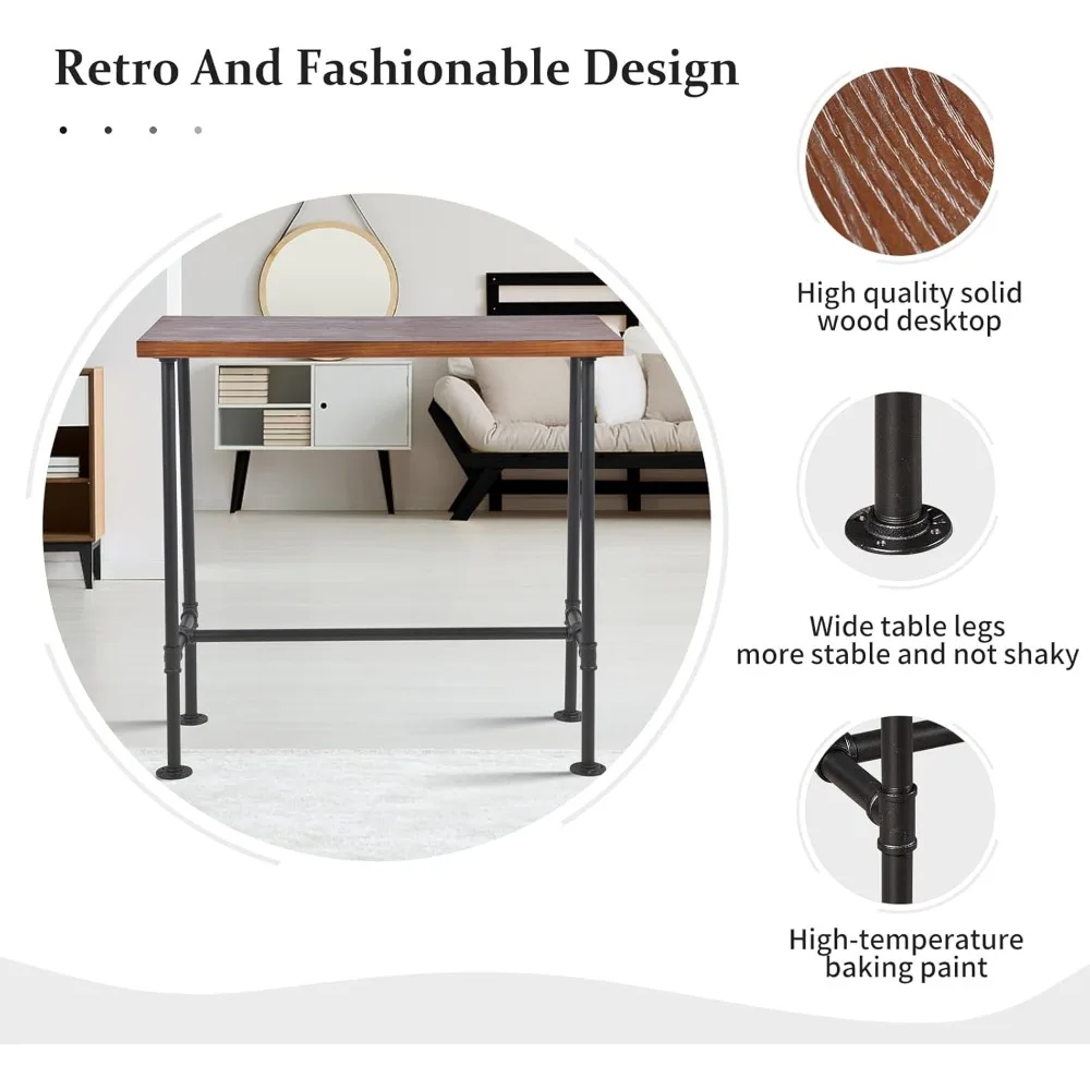 Juego de mesa y sillas de 5 piezas para el hogar, comedor, desayuno, oficina, cafetería, pub, bar, fiesta, bistró, mesa rectangular para 4-6, 4 giratorios