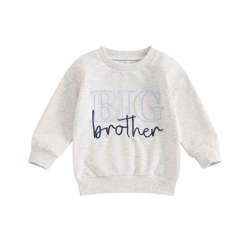 Toddler Girls Boys Sweatshirts Sister Brother Matching Clothes Letter Embroidery  Long Sleeve Kids Pullovers Fall Tops