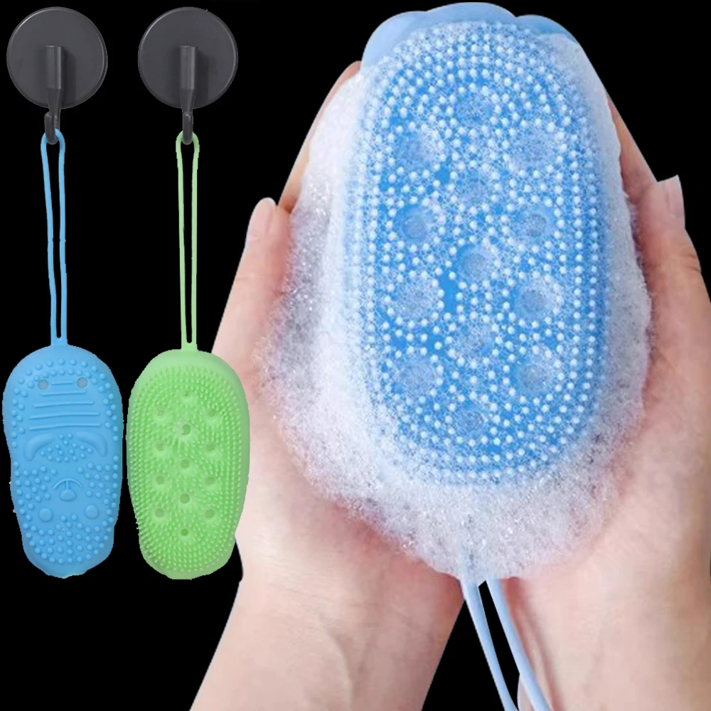 Soap Foaming Silicone Bath Brush Body Scrubber Shower Exfoliating Scrub Sponge Bubble Bath Brush Massager Skin Cleaner Cleansing