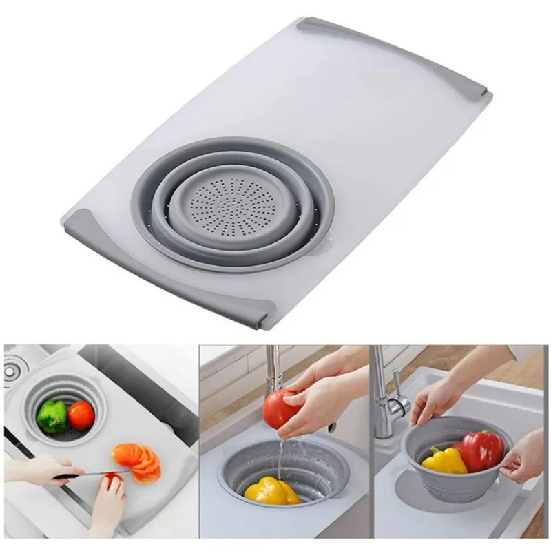 

BAAR-Multifunctional Kitchen Sink Cutting Board - Expandable PP+TPR Vegetable & Fruit Chopping Board With Draining Basket