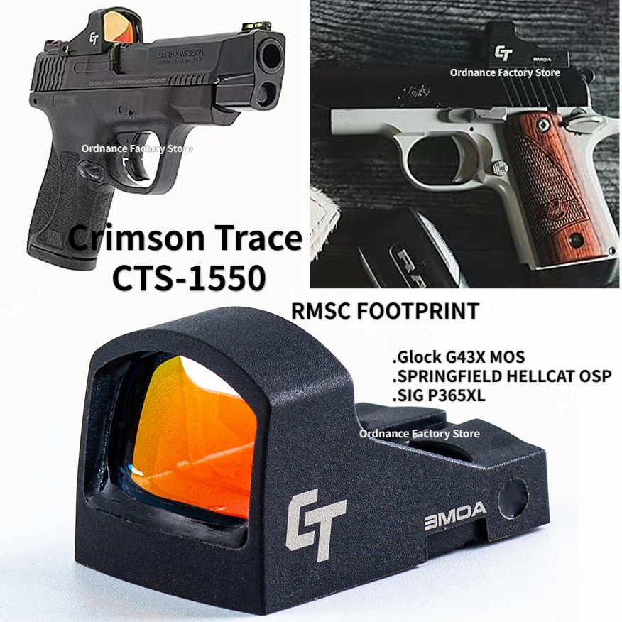 

Crimson Trace CTS-1550 Ultra Compact Open Reflex Pistol Sight with LED 3.0 MOA Red Dot and Integrated Co-Witness for Handguns