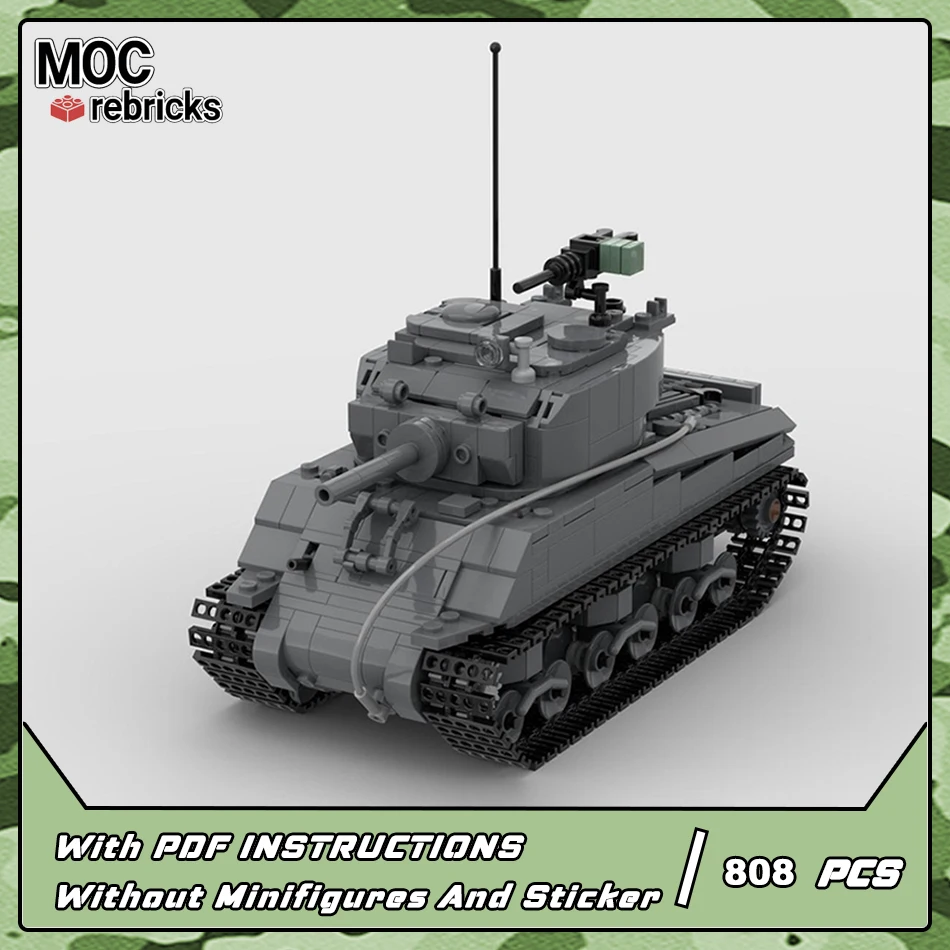 

Classics Track Tank Sherman M4A3E2 Jumbo MOC Building Block Infantry Fighting Vehicle Assembling Toy Model Bricks Kids Gift