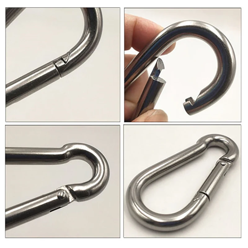 1pc Multifunctional Snap Shackle Chain Fastener Hook 304 Stainless Steel Spring Snap Carabiner Quick Link Lock Ring Hook