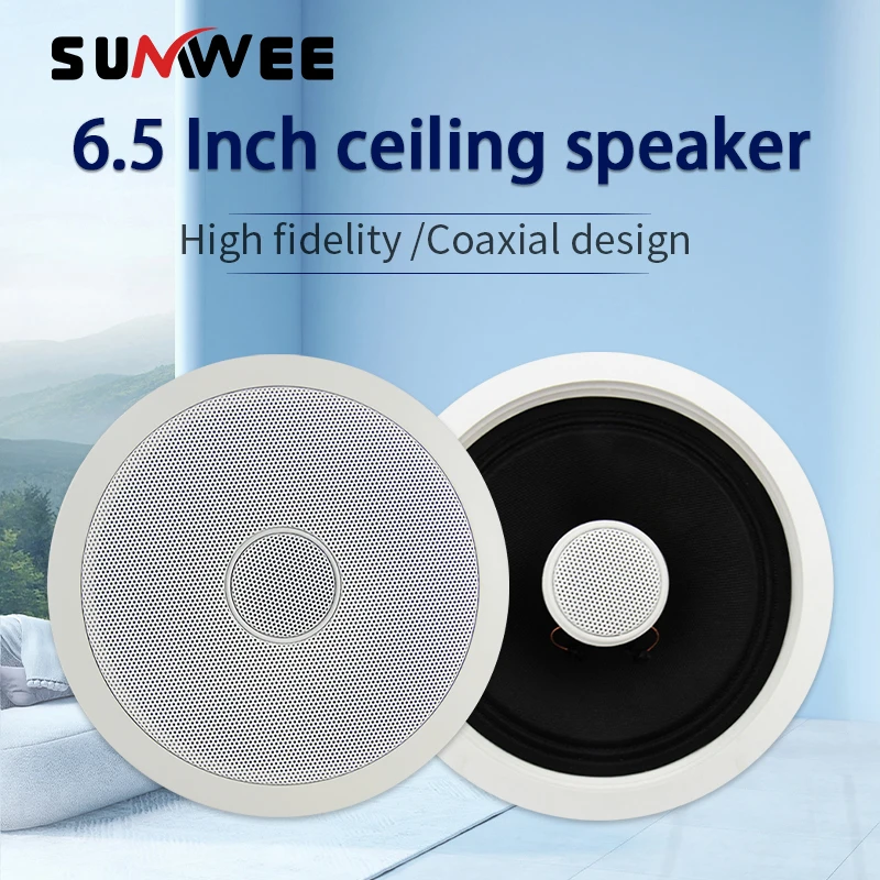 SUMWEE 6.5 Inch 15 Watts Ceiling Speakers Passive Perfect For Office Kitchen Living Room Bathroom 8Ω Speakers Sound Quality