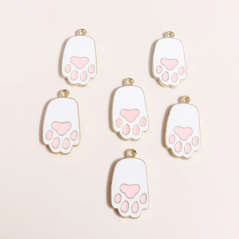 Leslie 10 Stück Kawaii Cartoon rosa Pfote Hundepfote Anhänger Charms für handgemachte DIY Ohrringe Armbänder Schmuckherstellung Zubehör – Detail 3