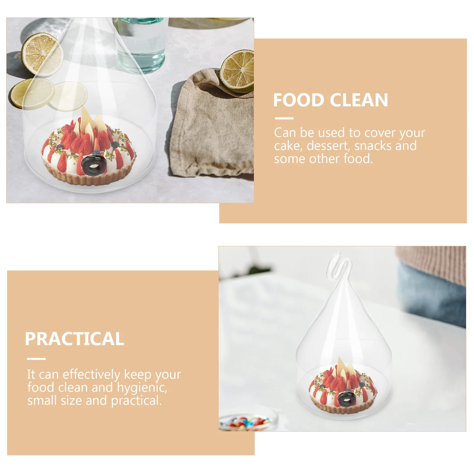 

1Pcs Glass Food Cover Heat Resistant Cold Safe for Cake Dessert Bread Snack Protection Party Banquet Wine Gathering Household
