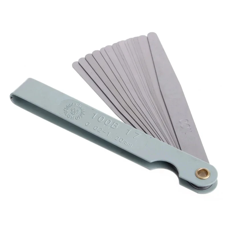 Calibrador de Folgas de Precisão com 17 Lâminas 0.02-1.00mm, Medidor de Folgas Métrico para Ajuste de Válvulas de Motor