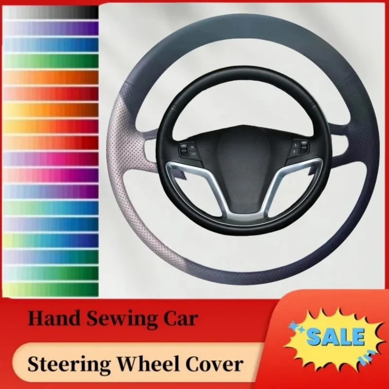 

DIY Abrasion-resistant Breathable Genuine Leather Steering Wheel Cover For Opel Antara Saturn Vue Vauxhall Antara 2006-2008 2009