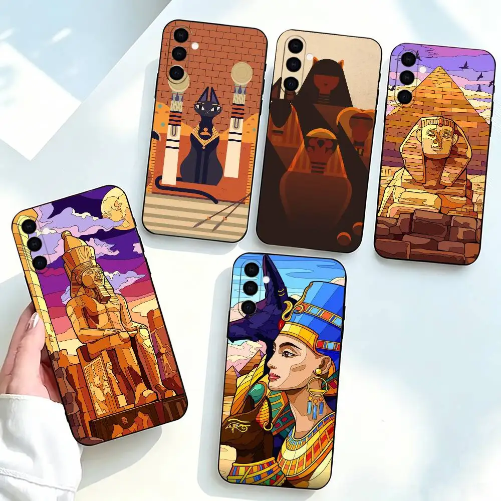 

Mysterious-s Ancient Egypt Phone Case Black Silicone Soft For Samsung Galaxy A73,A72,A71,A70,A53,A52,A51