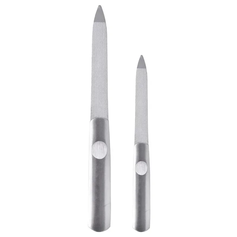 Aço inoxidável arquivo de unhas pedicure esfrega prego 1 pçs profissionalbuffer metal dupla face moagem haste manicure artes ferramentas grosso