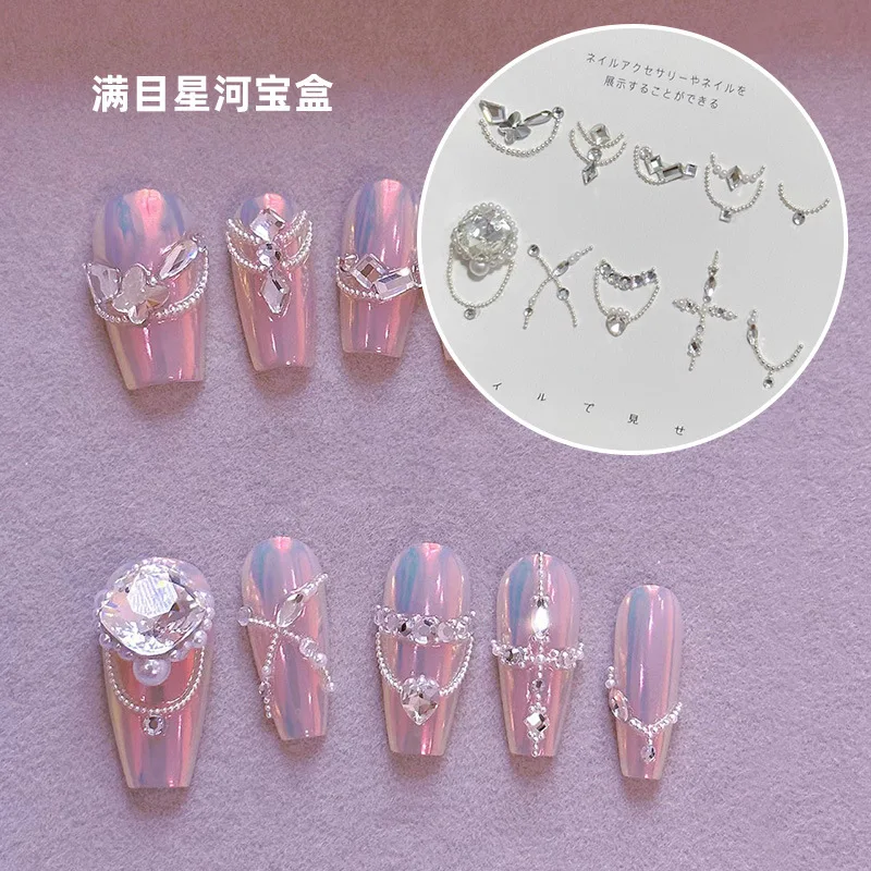 3D eleganckie, niebieskie kryształki do paznokci Charms luksusowe wielostylowy dekoracje artystyczne do paznokci makiety Manicure Flatback akcesoria do biżuterii