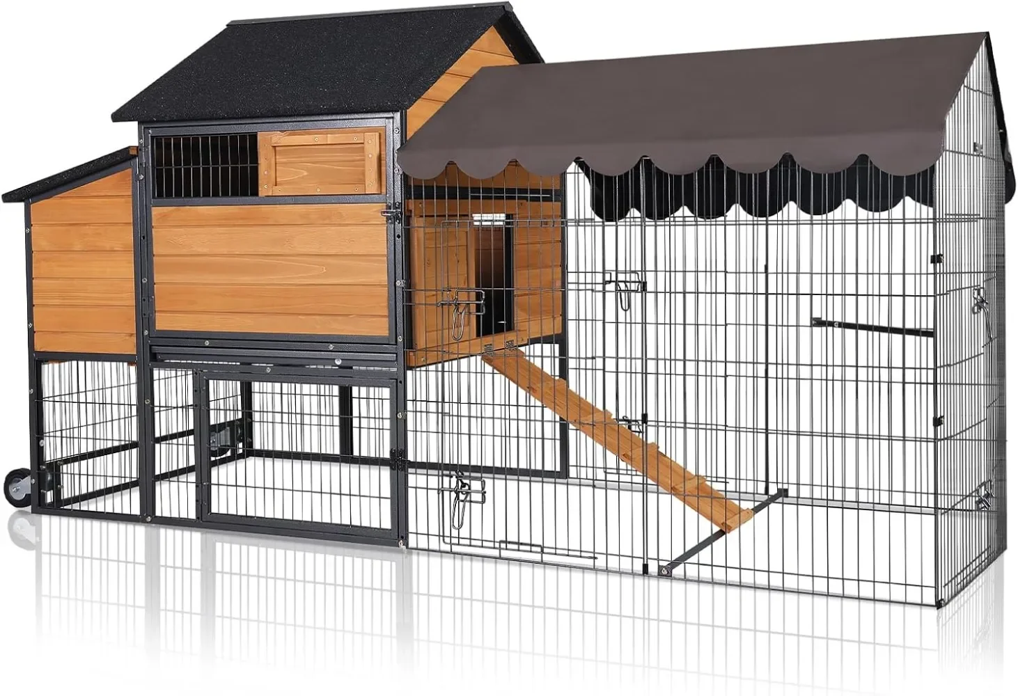 

Ultimate Chicken Coop - Spacious 85" Metal Frame Chicken House with Nesting Box, Portable & Waterproof, Perfect for 6 Chickens!