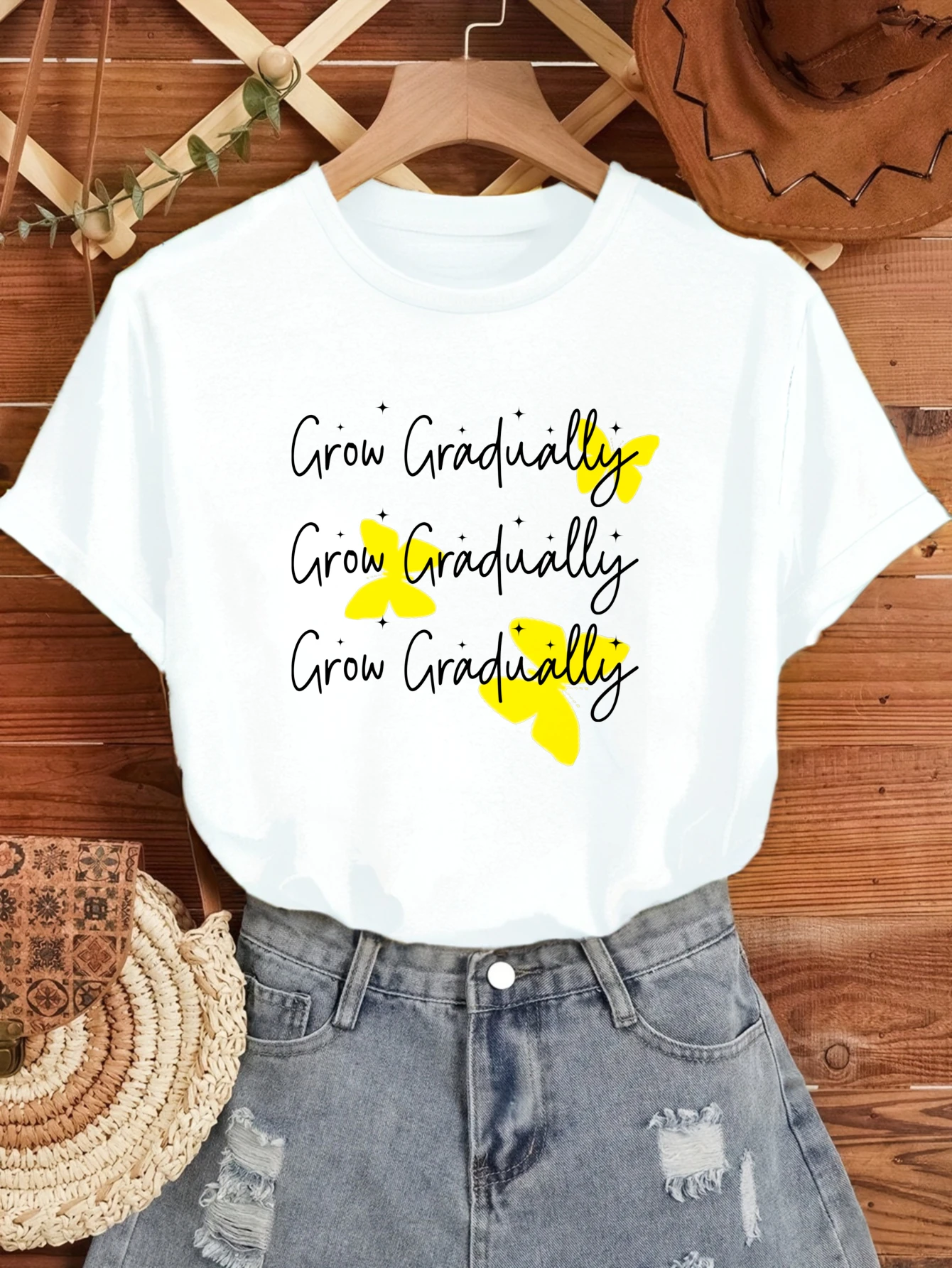 

Женские футболки в китайском стиле, футболки с аниме, футболка с короткими рукавами, повседневная футболка из 100% хлопка, футболка с принтом «Выпускной с бабочками»