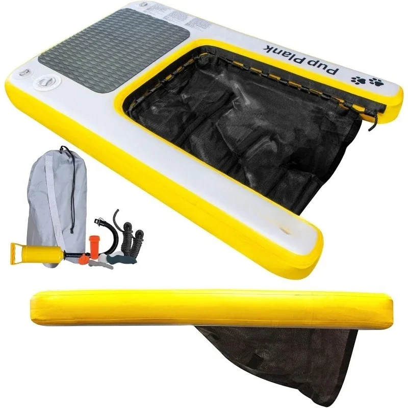 Yellow Inflatable Dog Water Ramp, Pup Plank XL Ladder Float for Pools & Lakes,