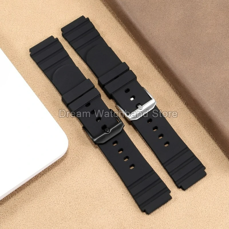 21mm Black Silicone Watch Strap Stainless Steel Buckle for Luminox 3901 3000 0200 Featuring Convex Interface Chemical Resistance