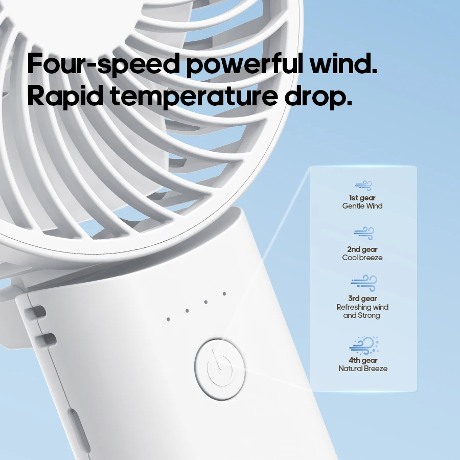 KINSCOTER Mini Portable Handheld Fan Foldable 5200mAh Multifunctional Cooling Fan with Charging Bank Function for Home Office