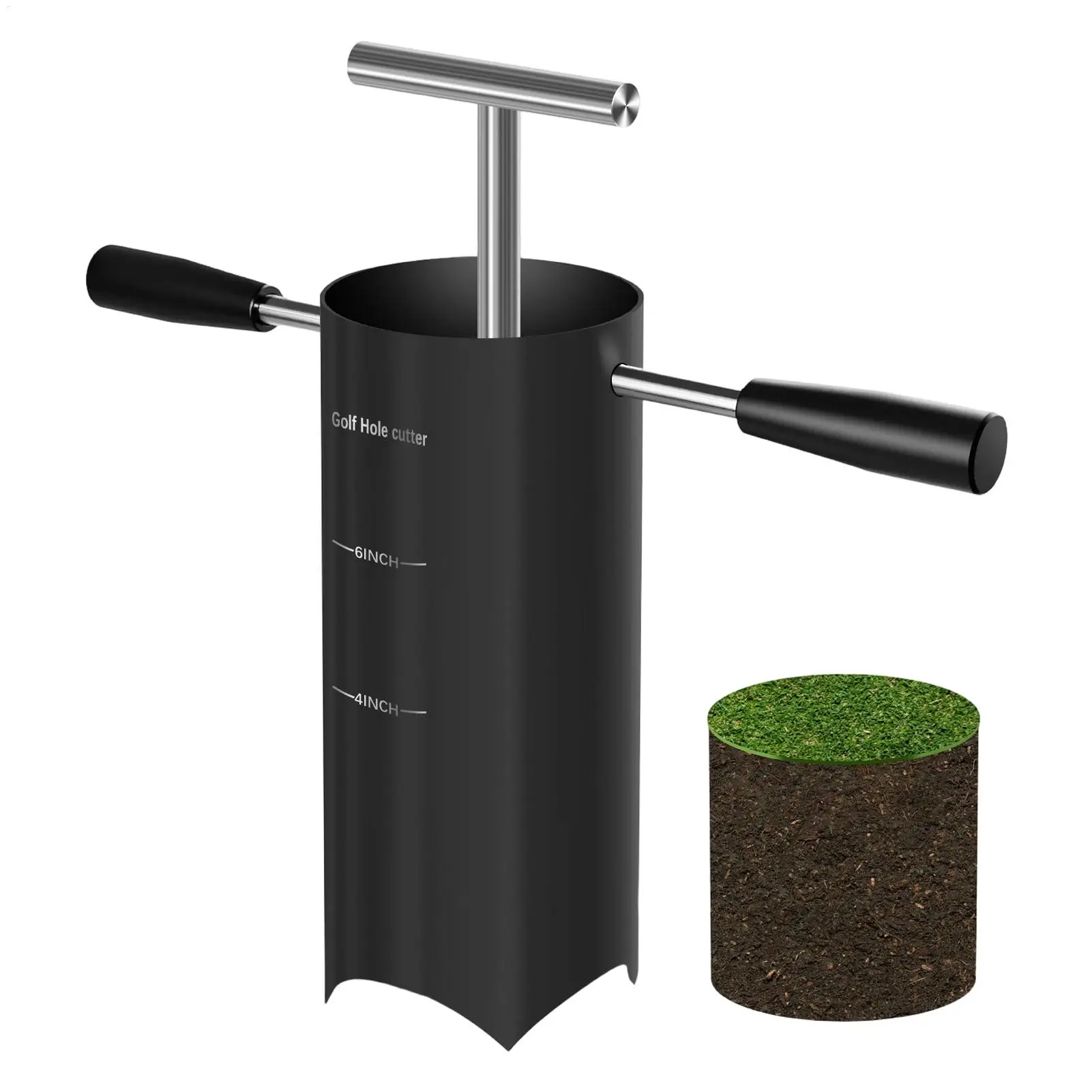 

Steel Golf Hole Cutter Tool 4" & 6", with Detachable Handle Pro Digger for Backyard Putting Green, Lawn Garden Outdoor Practice