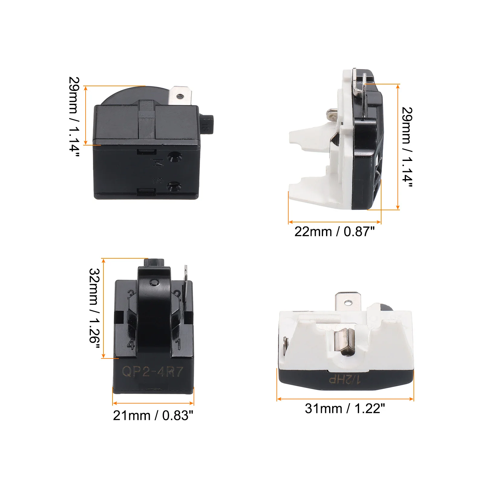 Refrigerators PTC Starter Relay 1 Pin 4.7 Ohm Overload Protector 1/2HP for Fridges Beverage Freezers Refrigerator Accessories