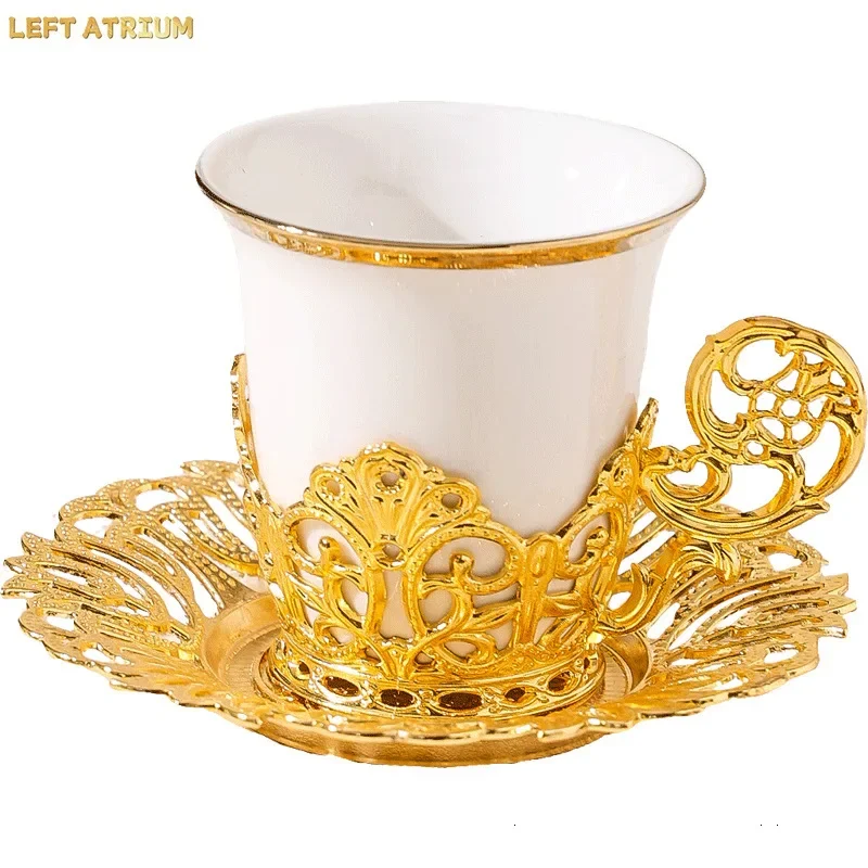 Turkish Ceramic Tea Cup Saucer Set 6 Piece High End Middle East Gift Box For Home Living Room Hospitality Luxury Premium view 3